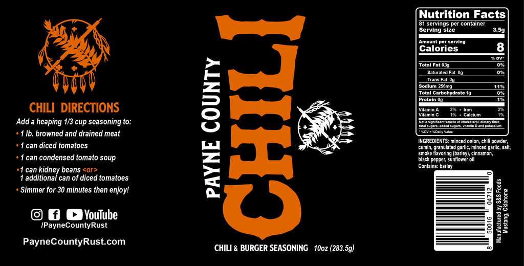 Payne County Chili Seasoning Spice - Big Rock Foods